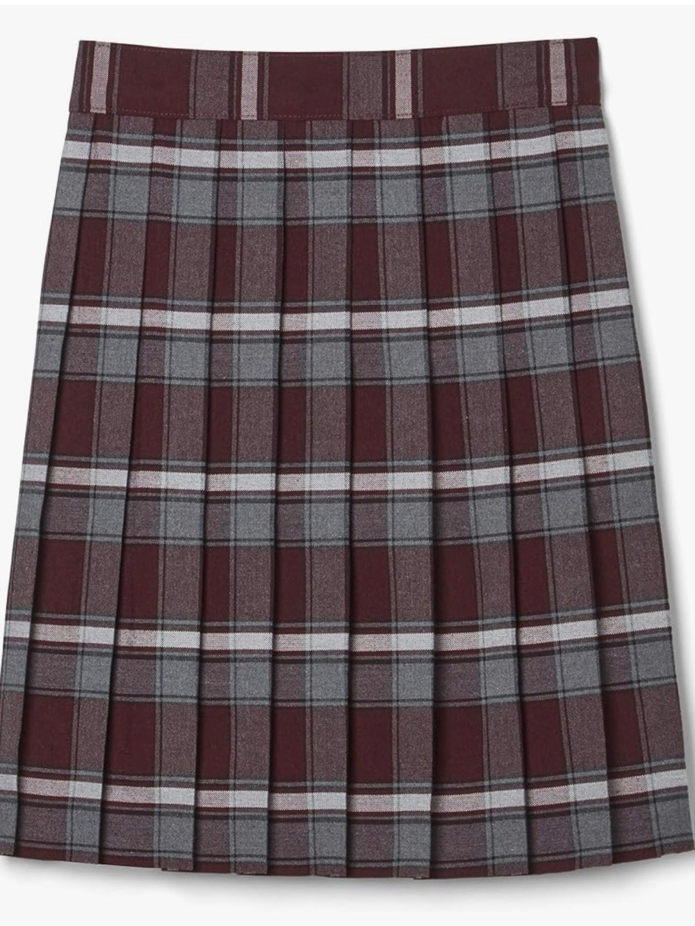 French Toast Girls Plaid Pleated Adjustable Waist Skirt Burgundy